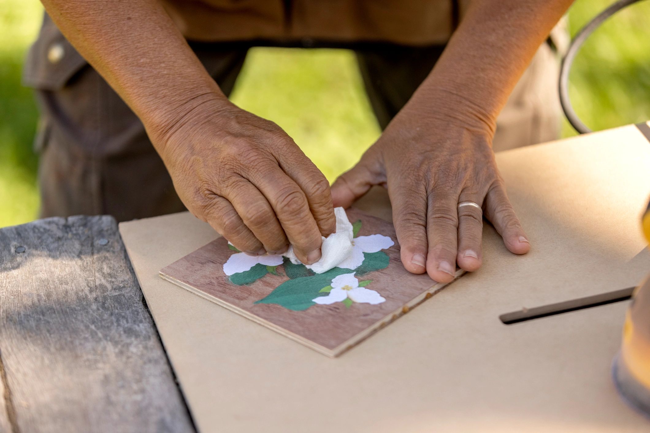 Maker working on a craft project in a workshop