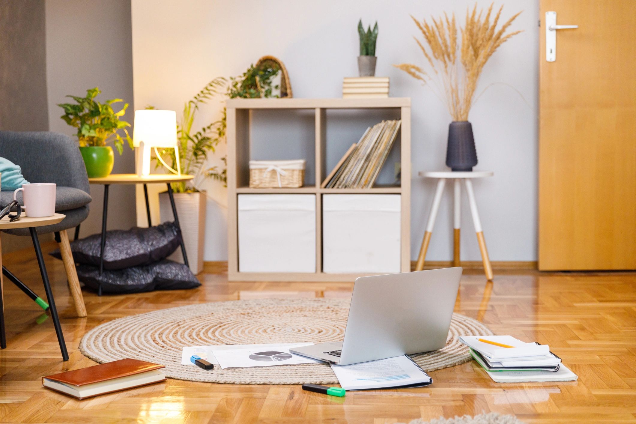 Cozy study and creative corner with books and stationery